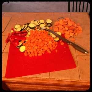 Chopped up veggies